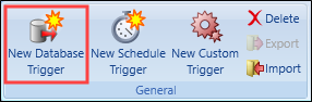 New Database Trigger button